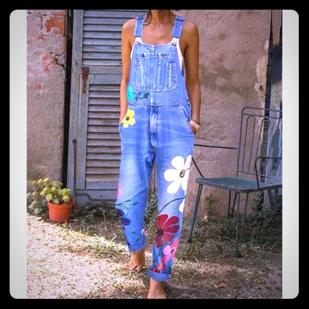 Cute flowers Jean overalls